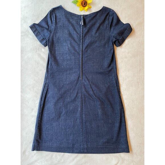 Boden Dark Denim Short Sleeve Dress - Size 8R Dark Academia - Picture 2 of 11